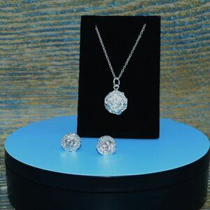 Alisha Cupcake Dreams Abstract Flower Design Sterling Silver Jewelry Set Gift